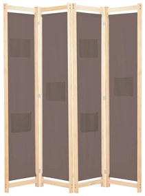 Divisorio A 4 Pannelli Marrone 160x170x4 Cm İn Tessuto /
