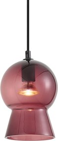 Lampada a sospensione retrò nera con vetro viola per sistema a binario monofase - Iconic Bell