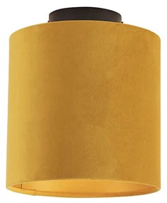 Plafoniera con paralume in velluto ocra con oro 20 cm - Combi nero