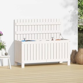 Contenitore Giardino Bianco 108x42,5x54 Cm Legno Massello Pino /
