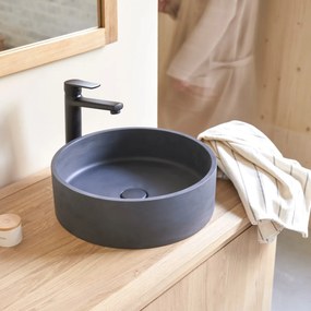 Tikamoon - Lavabo tondo in terrazzo black Gina