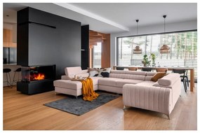 Divano angolare rosa allungabile/con contenitore (con penisola a sinistra/a U) Louis – ELTAP