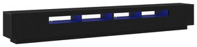 Mobile tv con luci led nero rovere 300x35x40 cm in legno ingegnerizzato