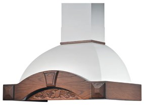Cappa cucina rustica bianca GAIA MAX con cornice in legno intarsio cm 90