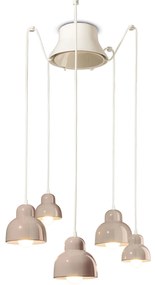 Lampadario Vintage Decò Berimbau Ceramica Grigio Sabbia 3 Luci E27
