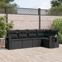 Set Divani da Giardino 5 pz con Cuscini in Polyrattan Nero 3252462