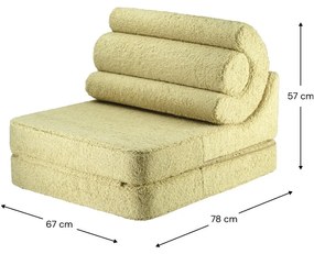 Poltrona per bambini verde con rivestimento in bouclé Flipster – Wigiwama