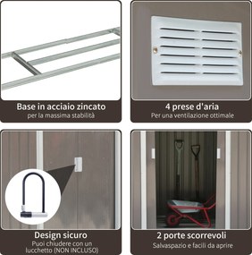Casetta Box da Giardino in Lamiera Grigio 213x127x185 cm...