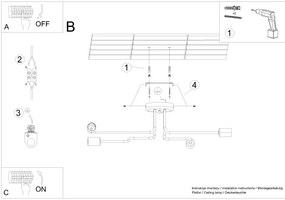 Sollux SL.1446 - Lampadario a plafone VECTOR 4xE27/15W/230V nero