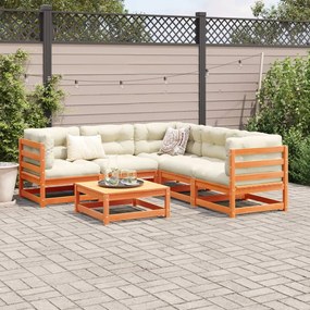 Set divani da giardino 6 pz marrone cera legno massello pino