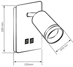 Luce Spot da parete a LED PARIGI 1xGU10/10W/230V + LED/6W/230V bianco
