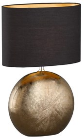 Lampada da tavolo nera/color bronzo in ceramica con paralume in tessuto (altezza 53 cm) Foro – Fischer &amp; Honsel