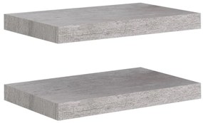 Scaffali a parete 2 pz grigio cemento 40x23x3,8 cm in mdf