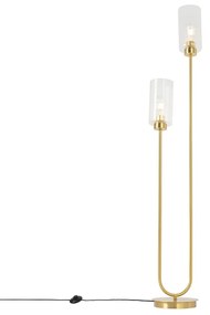 Lampada da terra Art Déco oro con vetro 2 luci - Laura