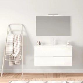 Mobile sottolavabo e lavabo con illuminazione Eva per vasca centrale bianco in mdf L 100 x H 51 x P 46 cm 2 cassetti