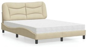 Letto Con Materasso Crema 120x200 Cm İn Tessuto /