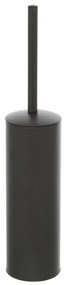 Portascopino grigio opaco con setole nere in silicone e secchio interno