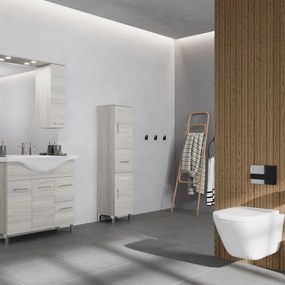 Mobile sottolavabo e lavabo con sifone Symoa per vasca centrale legno grigio in truciolare L 85 x H 81.5 x P 50.5 cm, 2 ante 2 cassetti