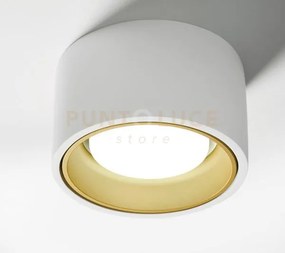 Nasso lampada da soffitto 1 luce tonda in gesso e alluminio ottone