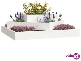vidaXL Fioriera Bianca 83x83x27 cm in Legno Massello di Pino