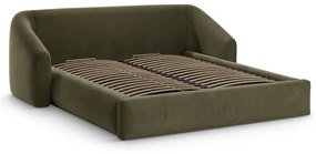 Letto matrimoniale imbottito verde con contenitore con rete inclusa 200x200 cm Campi – Cosmopolitan Design