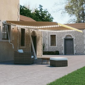 Tenda Da Sole Retrattile Manuale E Led 600x300cm Gialla Bianca /