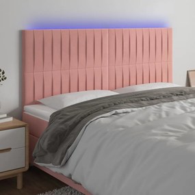 Testiera A Led Rosa 180x5x118/128 Cm İn Velluto /