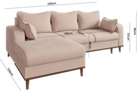 Divano angolare beige in velluto a coste (angolo sinistro) Beata - Ropez