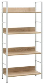 Scaffale Libri 4 Ripiani Rovere 60x27,6x124,5 Legno Multistrato /