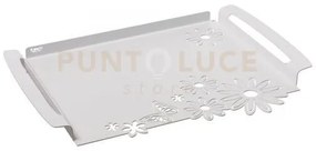 Vassoio piccolo margherite bianco marmo in ferro 37x26cm