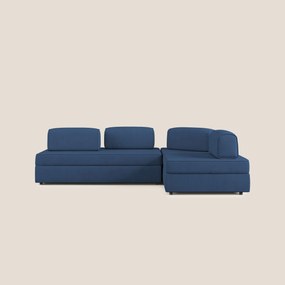 Liberty divano angolare con pouf estraibile e schienali movibili in tessuto morbido impermeabile T02
