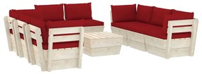 Set divani da giardino su pallet 9 pz con cuscini legno abete