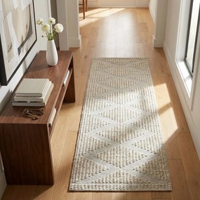 RUBEN - tappeto in lana avorio con decoro