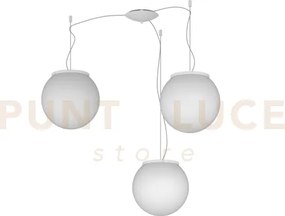 Mars sospensione spostabile vetro bianco d.25 cm 3 luci attacco e27