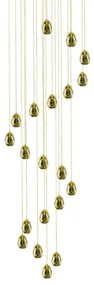 Lampadario A Sospensione Contemporaneo Golden Egg Oro Vetro Pulegoso Led 96W