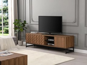 Mobile TV con 3 ante e 2 nicchie MDF Naturale e Nero - CARATANA