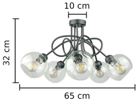 Lampadario a plafone EVIE 5xE27/60W/230V antracite/limpido