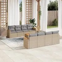 Set Divano da Giardino 9 pz con Cuscini Beige in Polyrattan 3258223