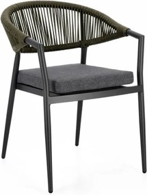 Sedia Da Esterno Impilabile Con Braccioli In Alluminio E Corda Millor Antracite E Verde Bizzotto