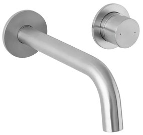Miscelatore lavabo a muro satinato senza leva in acciaio inox Gemini