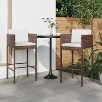 Sgabelli da Bar con Cuscini 2 pz Marroni in Polyrattan 316656