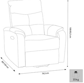 FLO - poltrona reclinabile cm 74,5 x 89/159 x 100/83,5 h