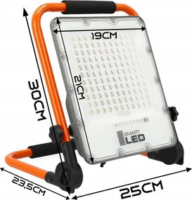 Proiettore LED ricaricabile con stativo LED/50W/3,2V 4500K 5000 mAh IP65 arancione