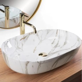REA-U9656 - Lavabo da appoggio CLEO 41 x 60,5 cm in ceramica/effetto marmo