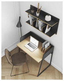 Scrivania nera con dettagli in legno di quercia Volga - TemaHome