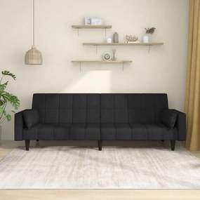Divano Letto A 2 Posti Con 2 Cuscini Nero İn Tessuto /