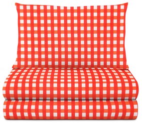 Completo letto 1 piazza e mezza quadretti corallo