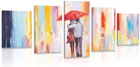 Quadri 5 pezzi – Passeggiata sotto la pioggia