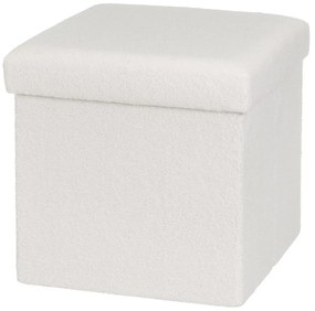 Poggiapiedi in tessuto bouclé bianco Ecru - Casa Selección