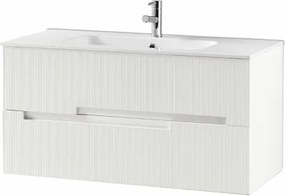 Mobile bagno da 100 cm sospeso 2 cassetti Larice Bianco - RIGHE